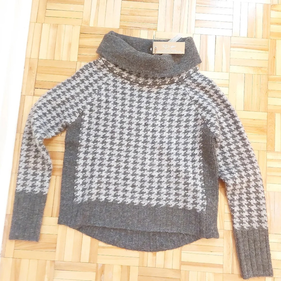 RD STYLE micro  houndstooth plush cowl turtleneck sweater nwt size XS - Picture 6 of 6